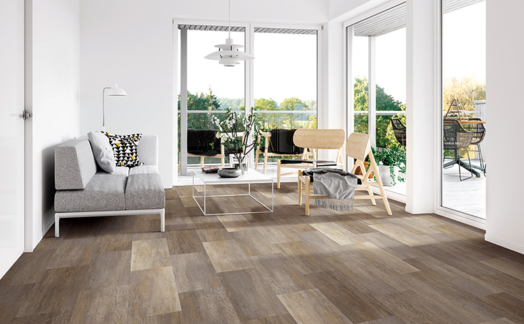 Bright living room with LVT flooring